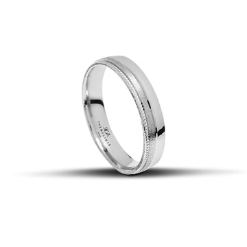 Βέρες Γάμου σετ λευκόχρυσες λουστράτες με ματ και σκαλιστές λεπτομέρειες - themelidisjewels